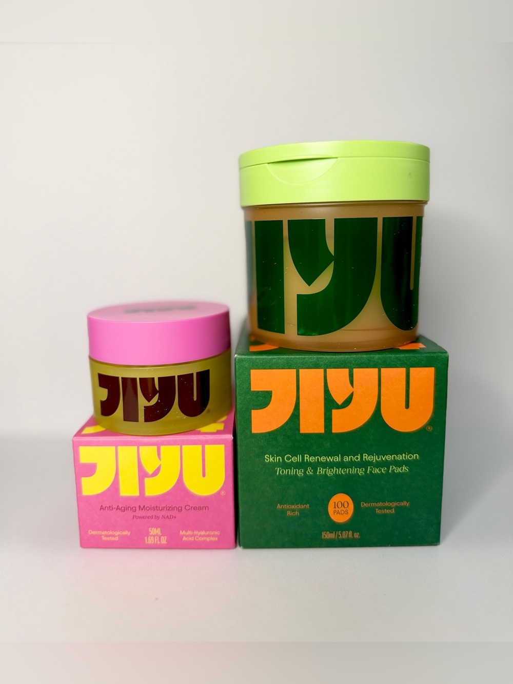 JiYu Korean Skincare Glow-Up Bundle (Toner Pads + NAD+ Moisturizing Cream)